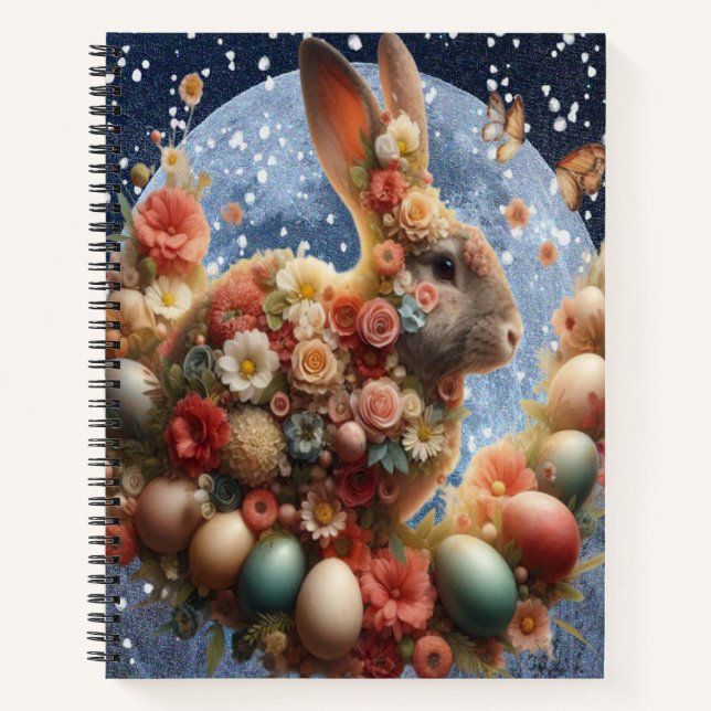 Carnet Lapin de Pâques en fleurs  (Devant)
