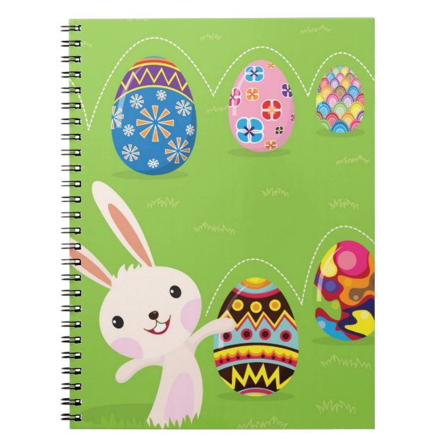 Carnet Lapin de Pâques espiègle avec les oeufs peints (Devant)
