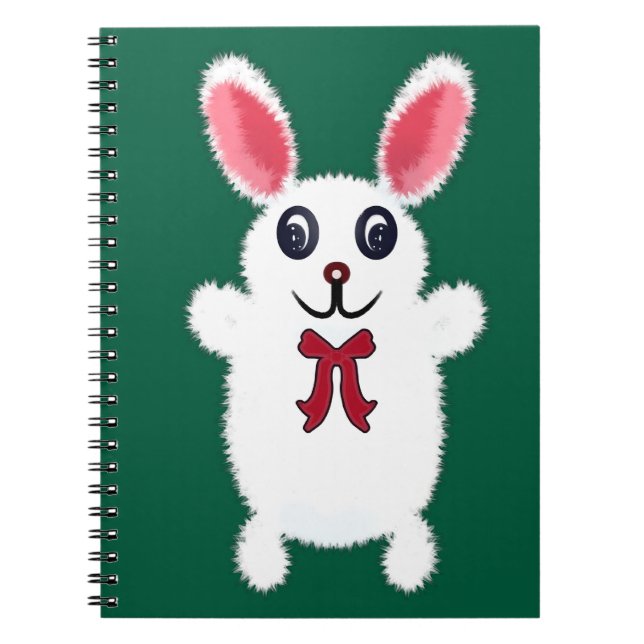 Carnet Lapin de Pâques Mignon, Doux et Blanc avec un Nœud (Devant)
