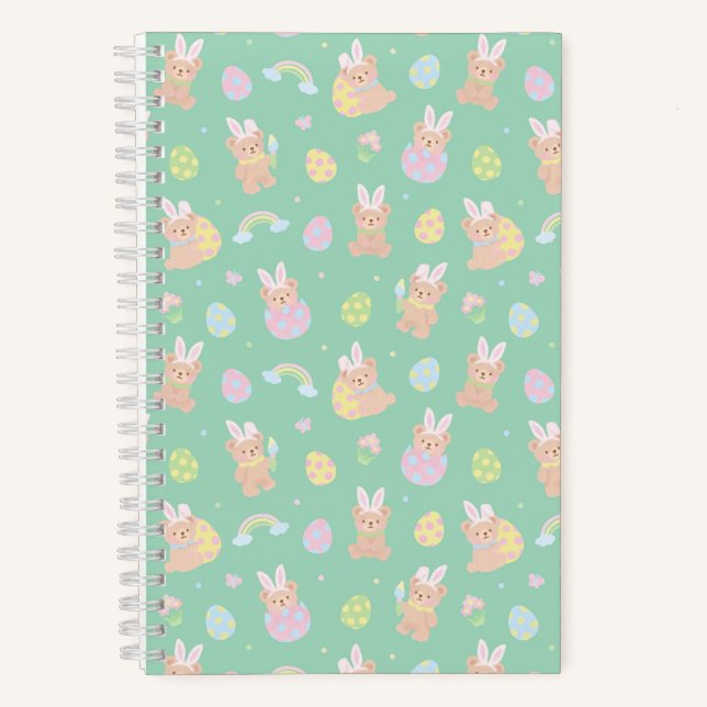 Carnet Lapin de Pâques Ours en Peluche Menthe (Recto)