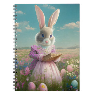 Carnet Lapin de Pâques vintage dans le champ des oeufs de