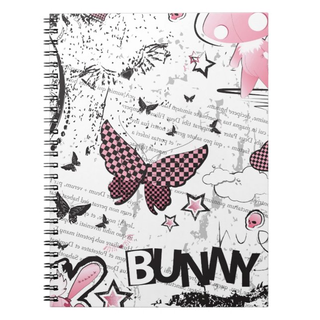 Carnet Lapin de rose d'emo de Kawaii (Devant)
