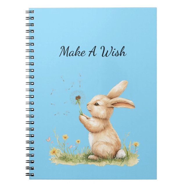 Carnet Lapin de vœu bleu Pissenlit Fleur (Devant)