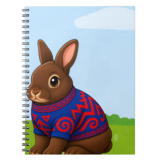 Carnet Lapin en chocolat dans un pull à motifs