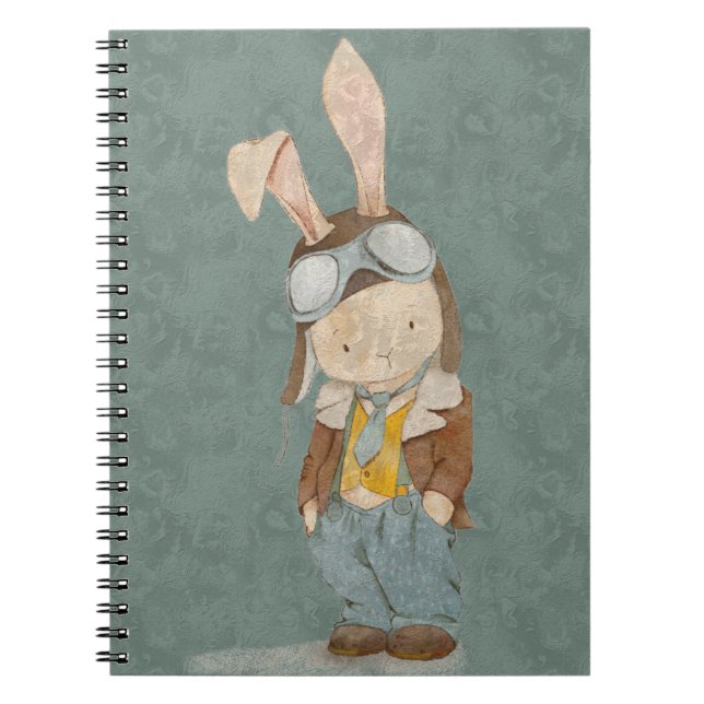 Carnet lapin mignon dans un casque pilote (Devant)