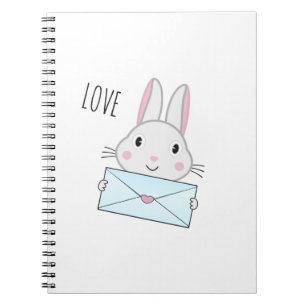 Carnet Lapin mignon et adorable tenant une lettre d'amour
