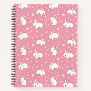 Carnet Lapin Mignon Kawaii Doodle Rose