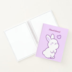 Carnet Lapin mignon Kawaii pastel violet qui regarde vers