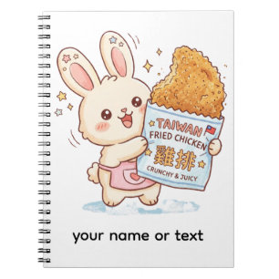 Carnet Lapin mignon mangeant un escalope de poulet frit t