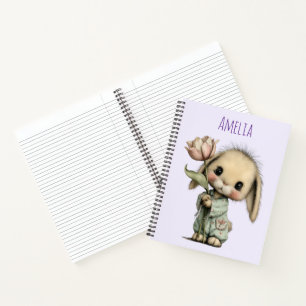 Carnet Lapin mignon tenant une tulipe