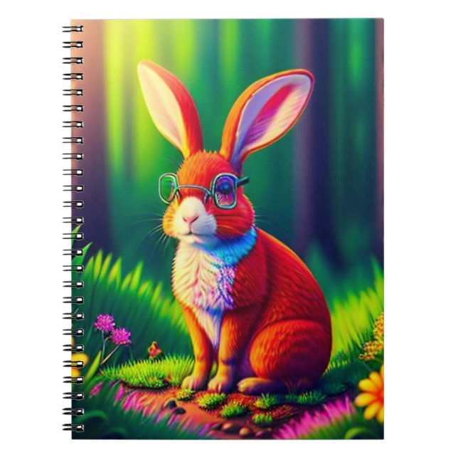 Carnet Lapin rouge assis sur l'herbe (Devant)
