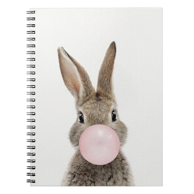 Carnet Lapin soufflant un bubble gum rose (Devant)
