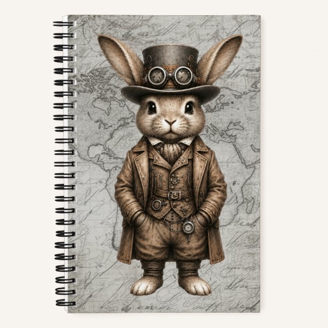 Carnet Lapin Steampunk - Tourné vers l'avant (Recto)