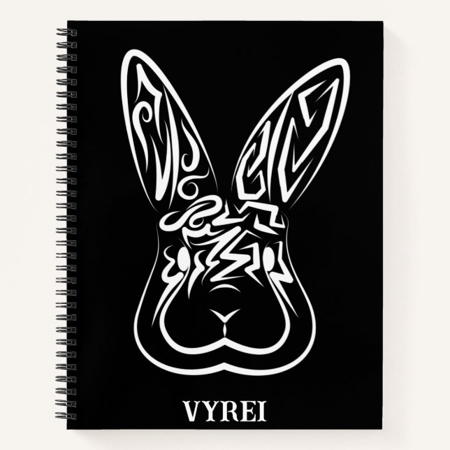 Carnet Lapin tribal noir et blanc (Devant)