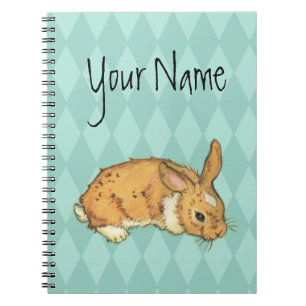 Carnet Lapin turquoise de motif de diamant