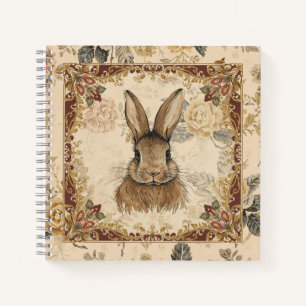 Carnet Lapin Vintage, Lapin Mignon avec Motif de Fleurs