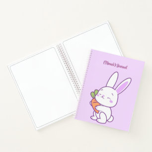 Carnet Lapin Violet Pastel Mignon Kawaii Personnalisé ave