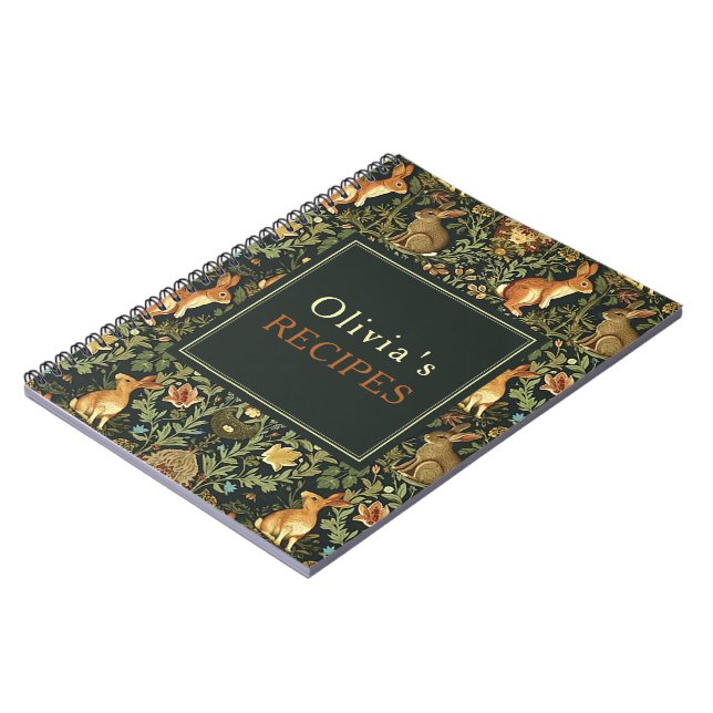 Carnet Lapins de forêt de William Morris cuisinant des so (Côté gauche)