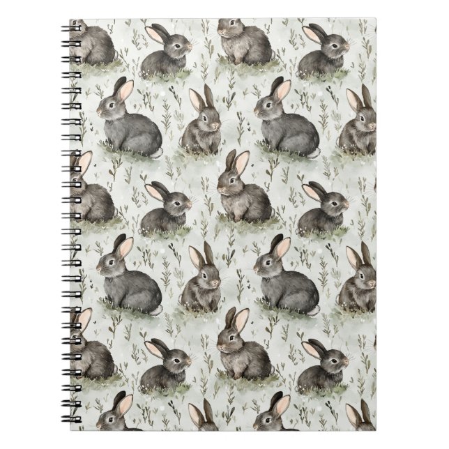 Carnet Lapins de printemps gris (Devant)