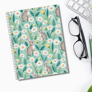 Carnet Lapins Mignons Assis Parmi les Pâquerettes Blanche