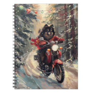 Carnet Lapphund Finlandais Chien à cheval Moto Noël