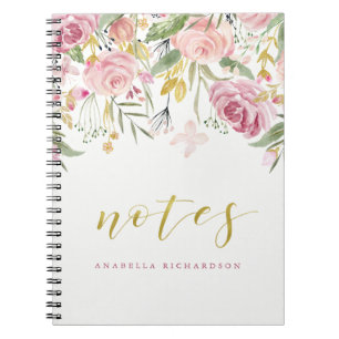 Carnet L'aquarelle fleurit rose de et notes florales de