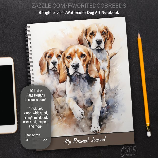 Carnet L'art de chien aquarelle pour amateur de Beagle (Beagle Lover's Watercolor Dog Art Notebook)