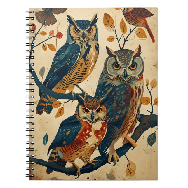 Carnet L'art du hibou vintage (Devant)