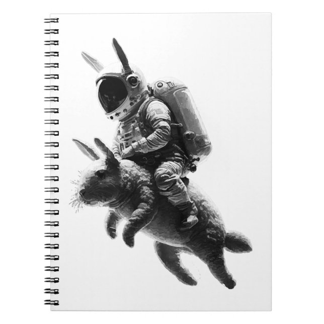 Carnet L'astronaute Bunny chevauchant un lapin dans l'esp (Devant)