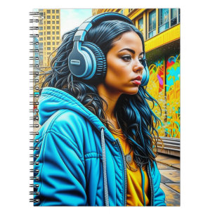 Carnet Latina Girl in a Urban Setting with Headphones
