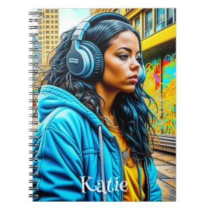 Carnet Latina Girl in a Urban Setting with Headphones