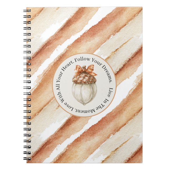 Carnet Latté Cocoa Rayures Gland Orange Nœud (Devant)