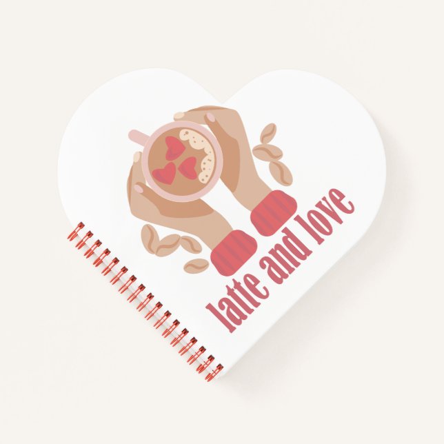 Carnet Latte et coupe d'amour, mains et citation de café (Devant)