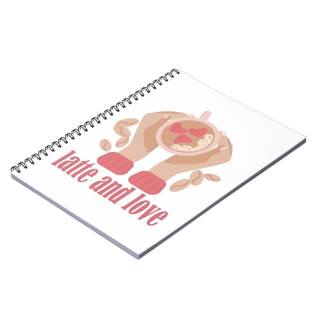Carnet Latte et coupe d'amour, mains et citation de café (Côté gauche)