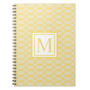 Carnet Lattice moderne Monogramme géométrique Beurre jaun