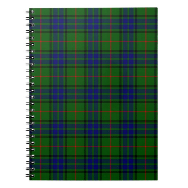 Carnet Lauder tartan bleu vert plaid (Devant)