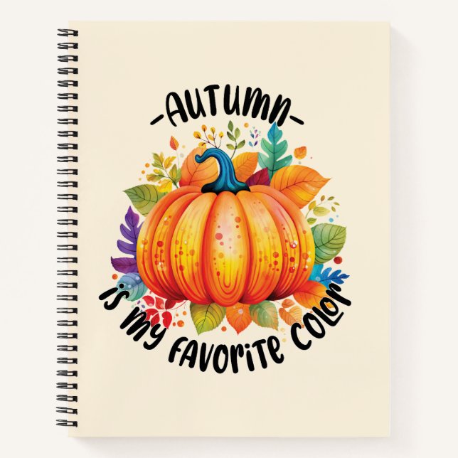 Carnet L'automne est ma couleur préférée - Citrouille et  (Devant)