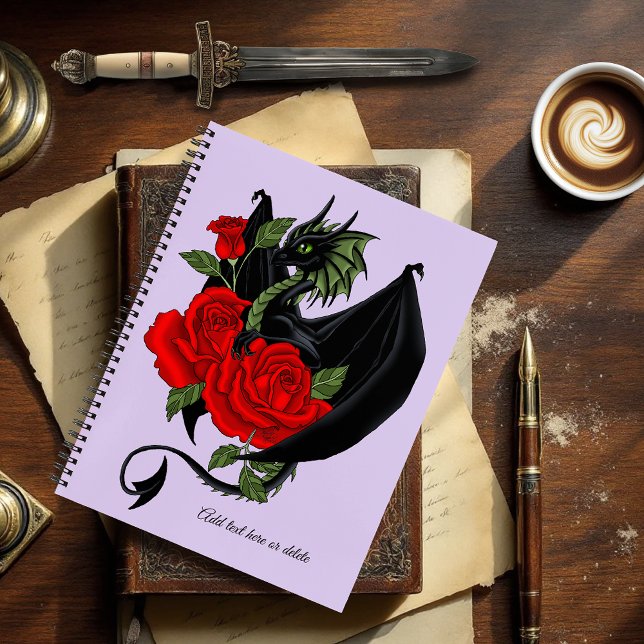Carnet Lavande de roses rouges de dragon noir (Créateur téléchargé)