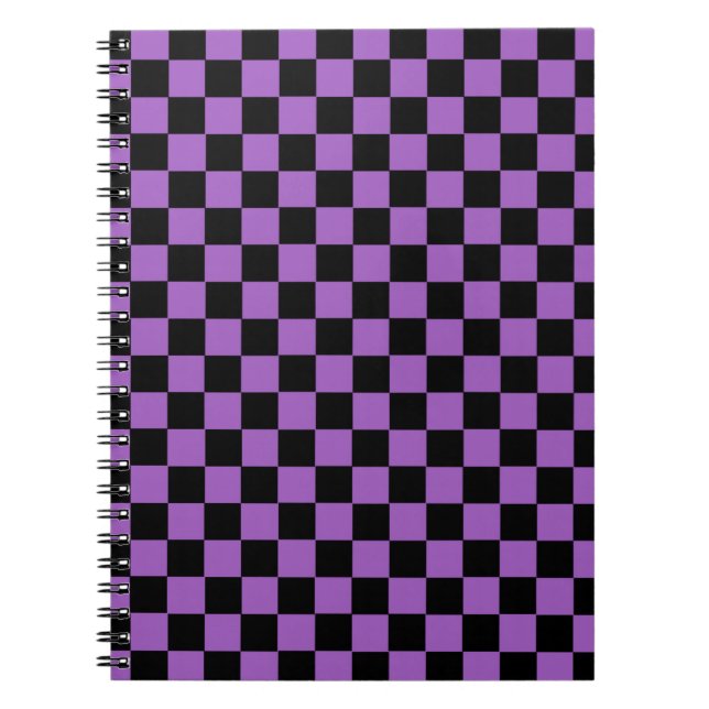Carnet Lavande et Motif À damiers noir (Devant)