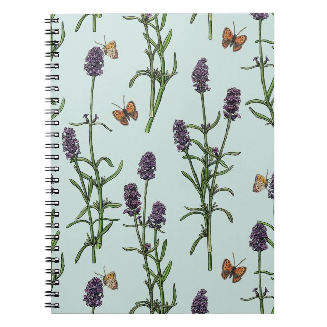Carnet Lavande et papillons sur verre de mer (Devant)