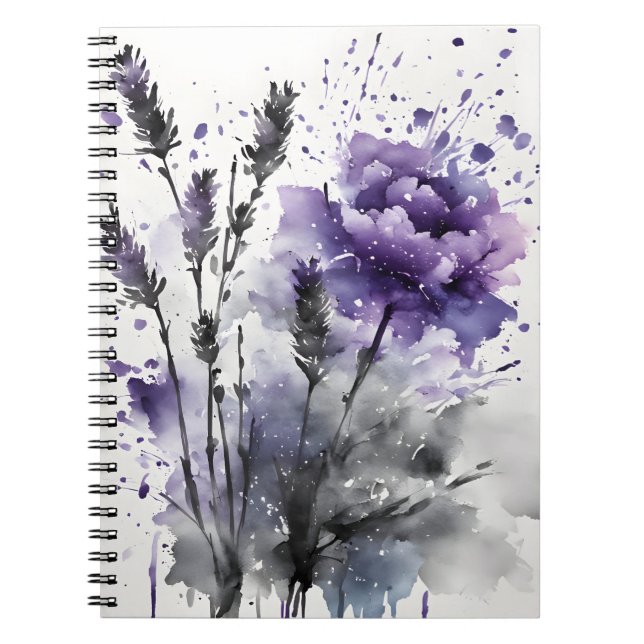 Carnet Lavande - Fleurs à l'aquarelle (Devant)