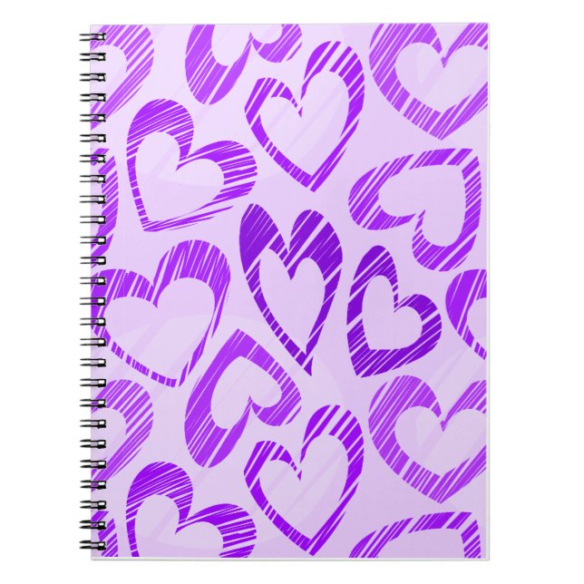 Carnet Lavande Joueuse mauve croquis Motif de coeur (Devant)