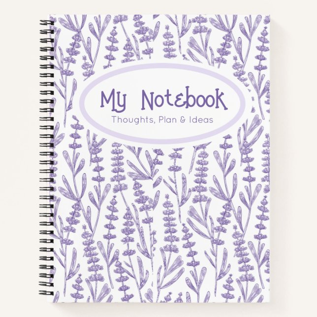 Carnet Lavande personnalisée Purple Élégant Floral (Devant)