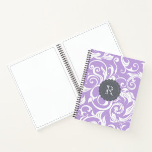 Carnet Lavande violet Monogramme Floral Papier Peint Moti
