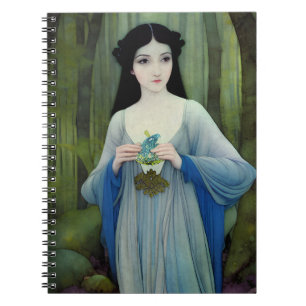 Carnet Lave-encre illustration de la belle femme à Woods