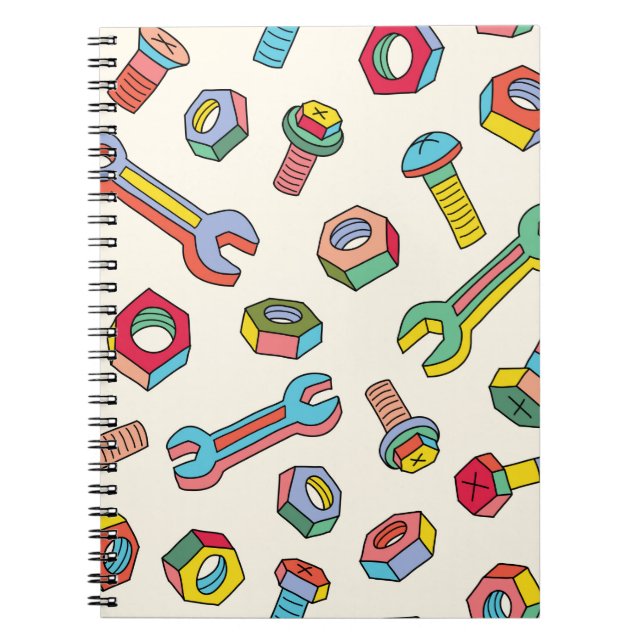 Carnet Lave-linge et vis motif sans soudure (Devant)
