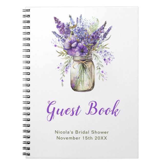 Carnet Lavender Mason Jar Bridal Shower Guest Book (Devant)