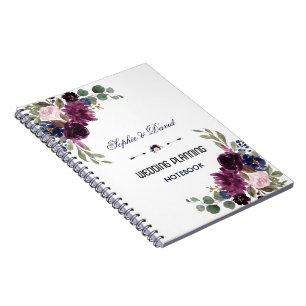Carnet Lavender Navy Blue Floral Bloom Wedding planner