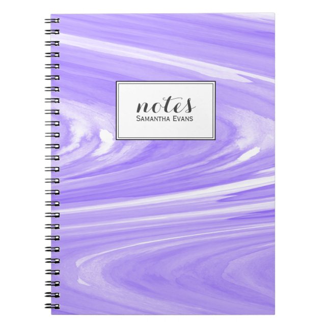 Carnet Lavender Watercolor Swirl Motif de marbre personna (Devant)