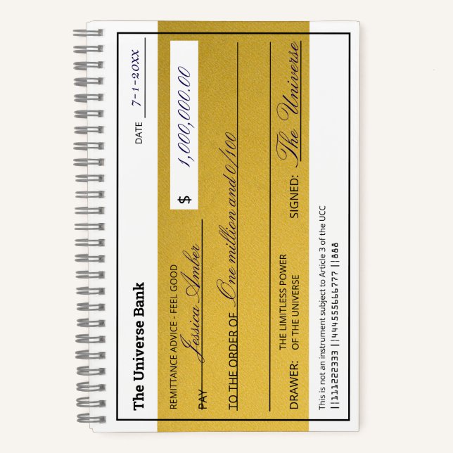 Carnet Law of Attraction Elegant Gold Abundance Check (Recto)